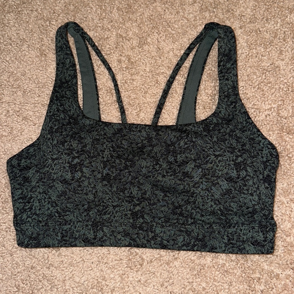 Athleta Womens Exhale Moonflower Jaquard Padded Sports Bra